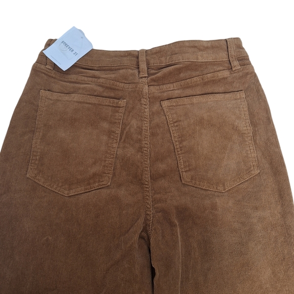 NWT Forever 21 Large Criss Cross Button-Fly Straight Leg‎ Corduroy Pants Pockets - Picture 7 of 13